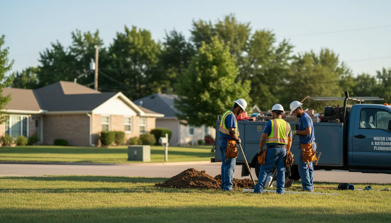 Residential water line and bathroom plumbing service in Sunset, TX